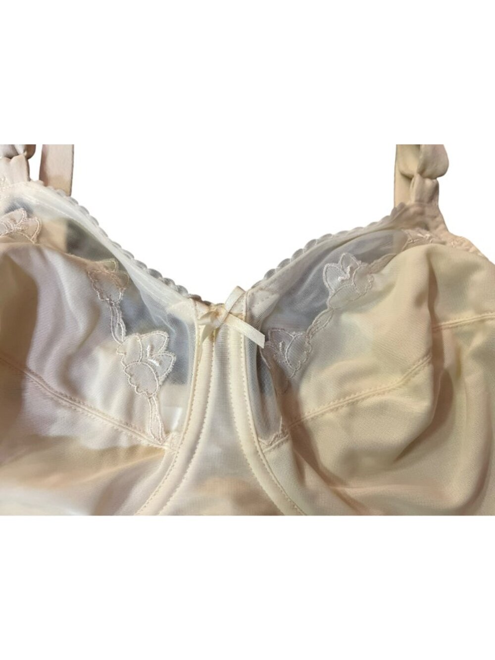 Full Coverage Bali Nude Bra Womens 38C Used Lace Mesh Underwire 0180 - Picture 3 of 13